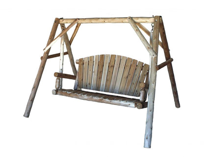 87" Natural Solid Wood Swing Chair HomeRoots