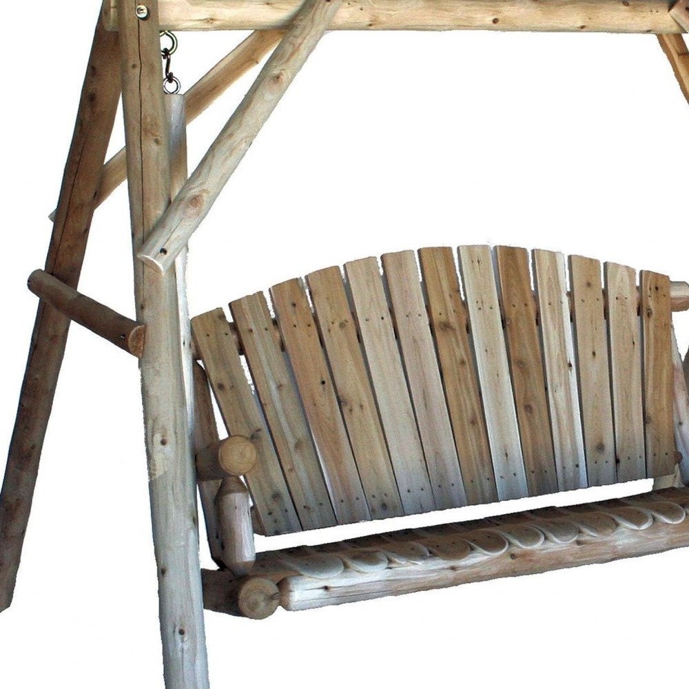 87" Natural Solid Wood Swing Chair HomeRoots