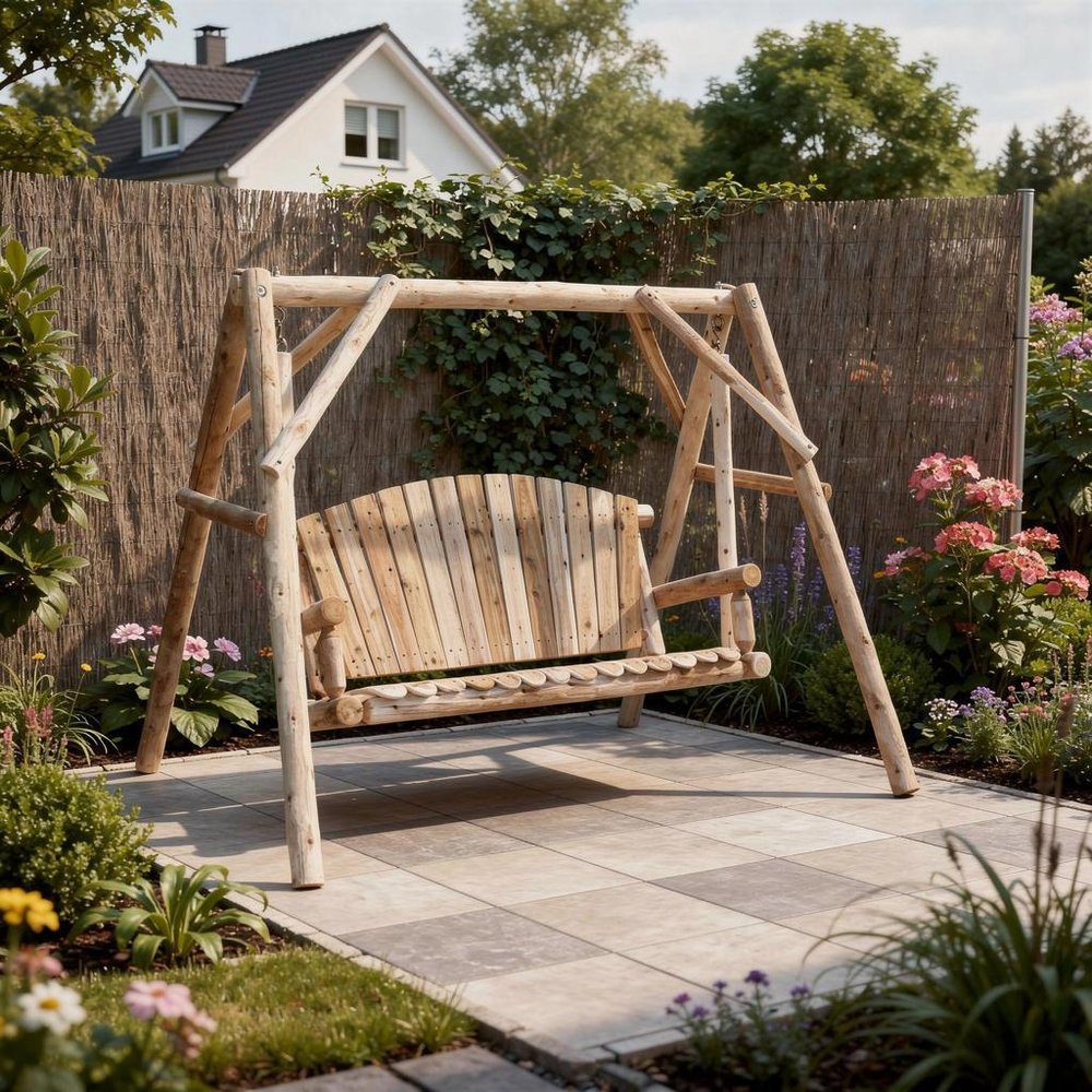 87" Natural Solid Wood Swing Chair HomeRoots
