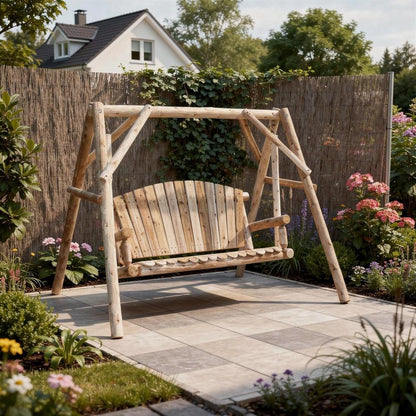 87" Natural Solid Wood Swing Chair HomeRoots