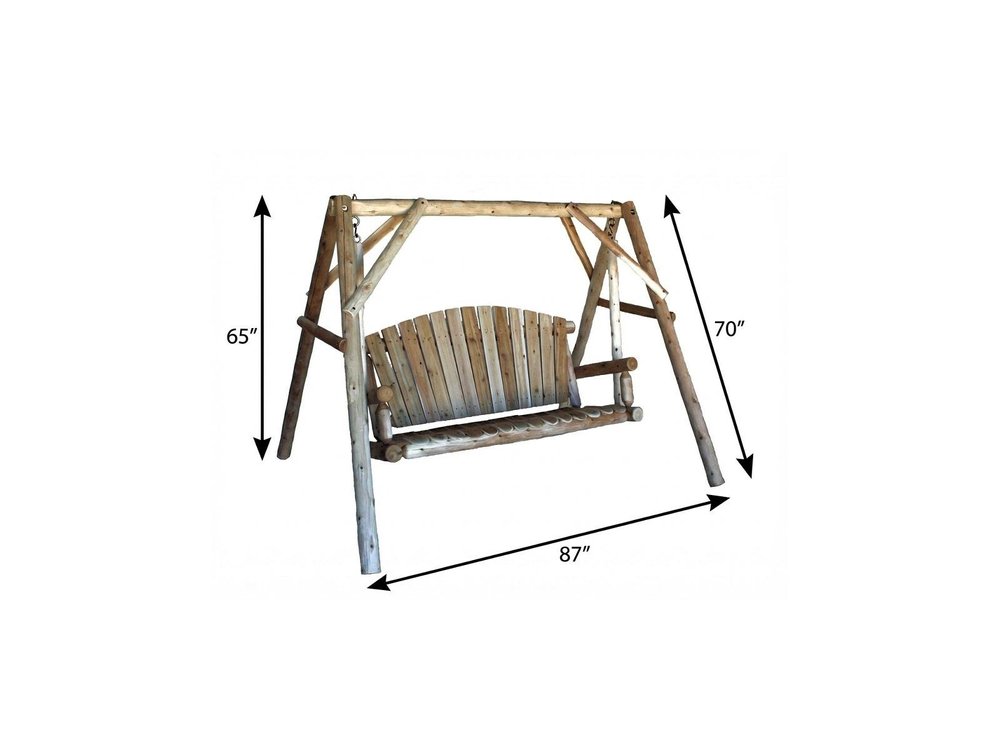 87" Natural Solid Wood Swing Chair HomeRoots