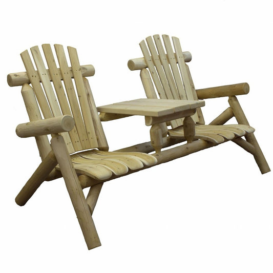 66" Natural Solid Wood Adirondack Chair