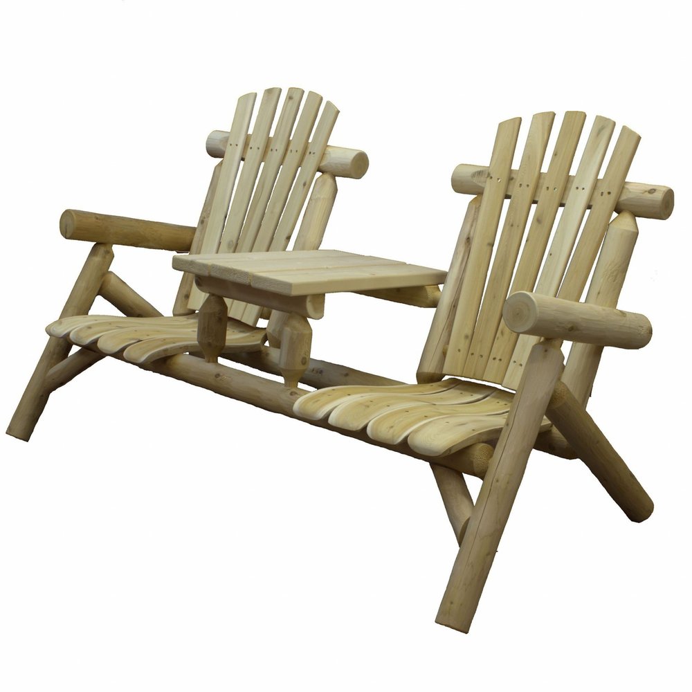 66" Natural Solid Wood Adirondack Chair HomeRoots