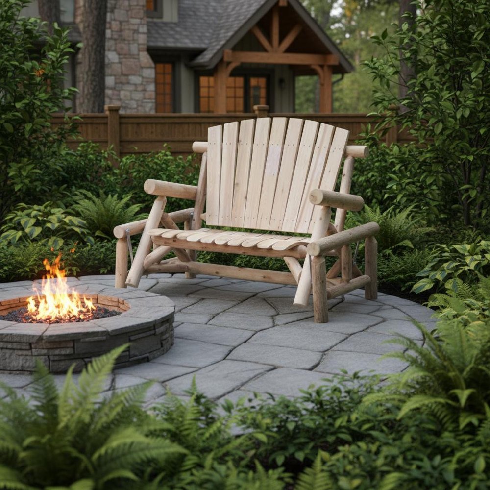 59" Natural Solid Wood Adirondack Chair HomeRoots