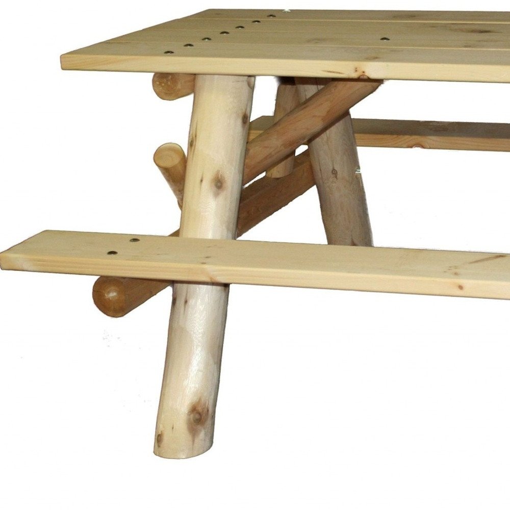 70" Natural Solid Wood Outdoor Picnic Table HomeRoots