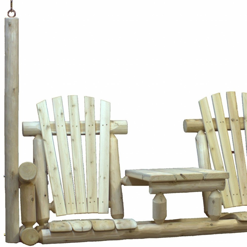 71" X 24" X 49"  Natural Wood Tete-A-Tete Porch Swing — view 4