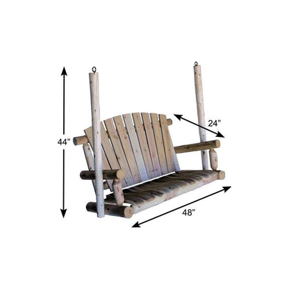 48" X 24" X 48"  Natural Wood Porch Swing HomeRoots