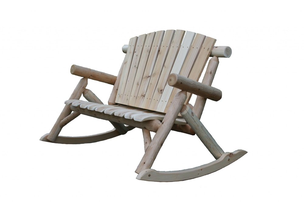 53" X 42" X 40"  Natural Wood Rocking Loveseat HomeRoots