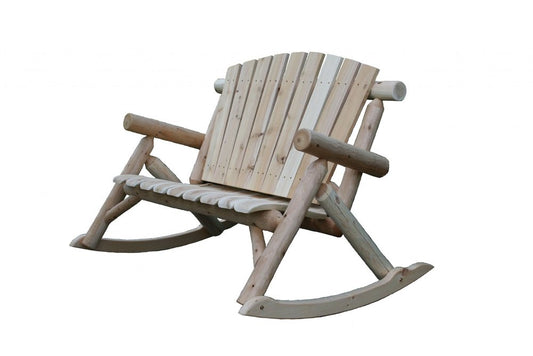 53" X 42" X 40"  Natural Wood Rocking Loveseat HomeRoots