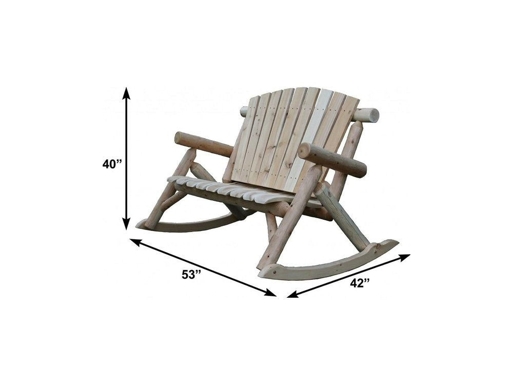 53" X 42" X 40"  Natural Wood Rocking Loveseat HomeRoots