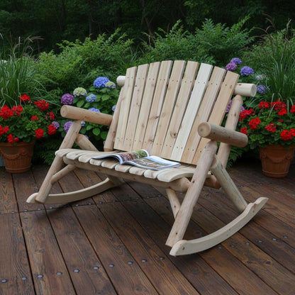 53" X 42" X 40"  Natural Wood Rocking Loveseat HomeRoots