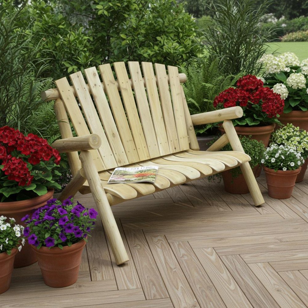 50" X 30" X 39"  Natural Wood Loveseat HomeRoots