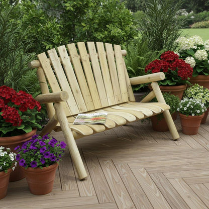 50" X 30" X 39"  Natural Wood Loveseat HomeRoots