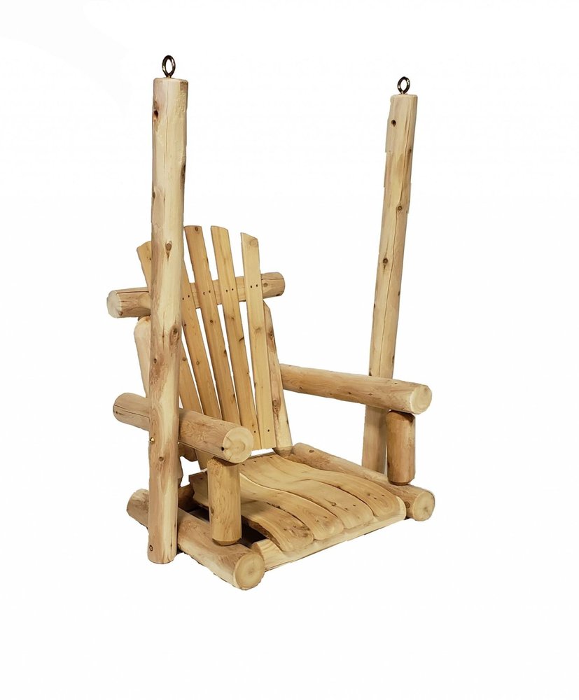 31" Natural Unfinished Solid Wood Outdoor Swing Chair — view 1