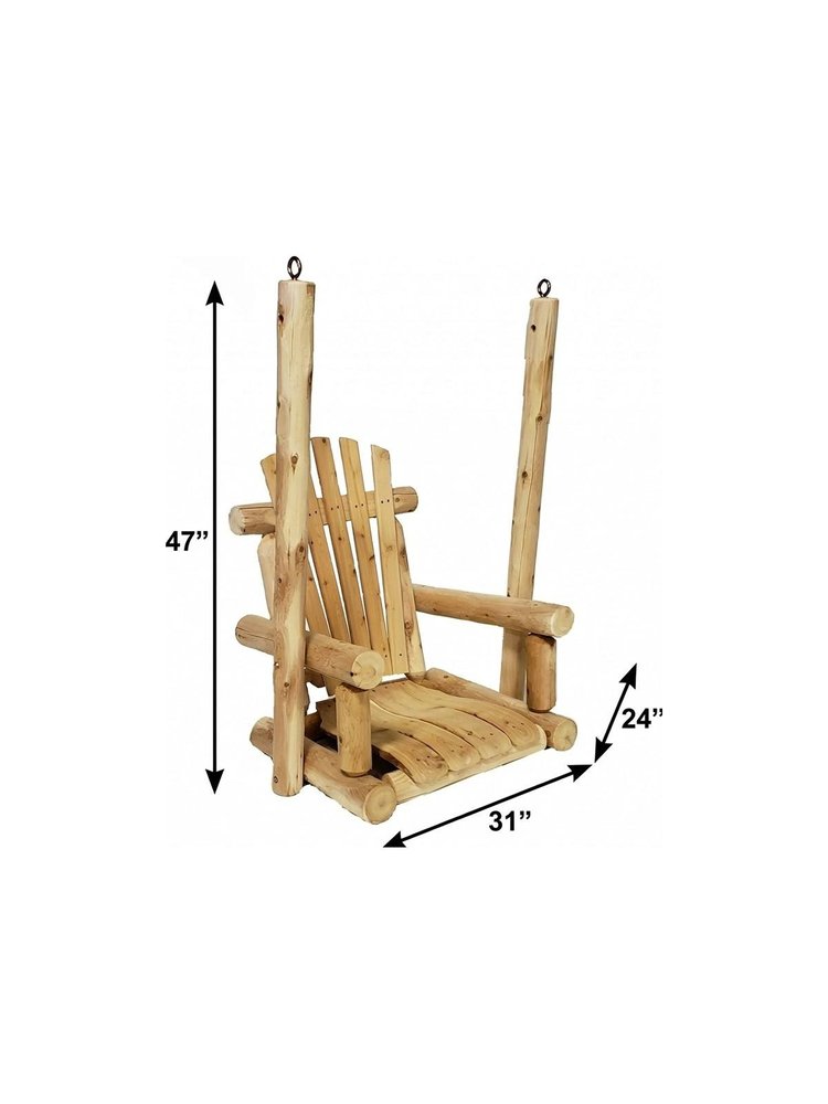 31" Natural Unfinished Solid Wood Outdoor Swing Chair — view 2