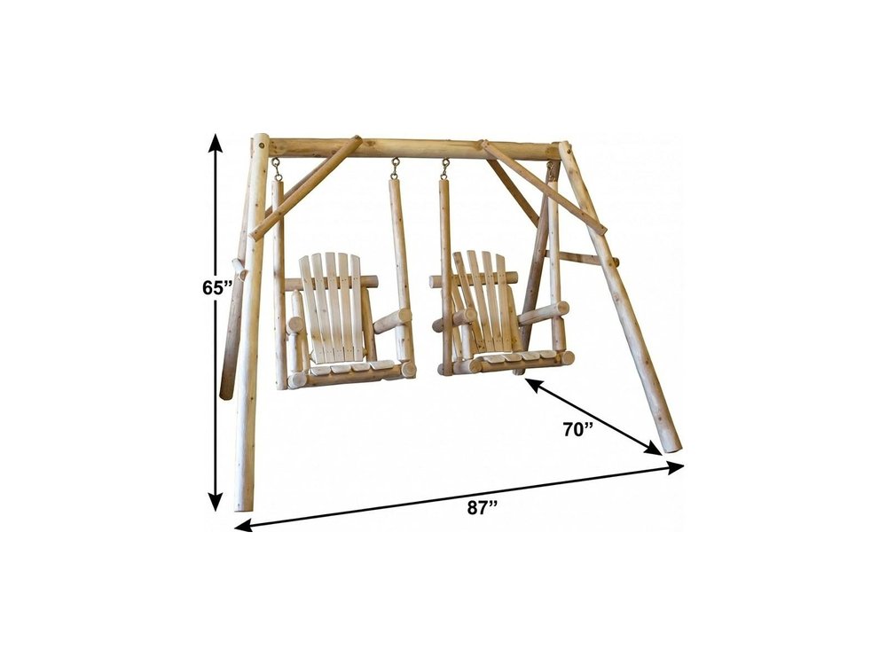 87" Natural Solid Wood Outdoor Double Swing Chair HomeRoots