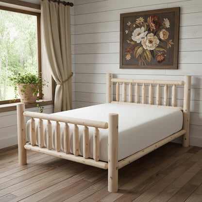 Natural Clear Finish Low Post Cedar Log Twin Bed HomeRoots