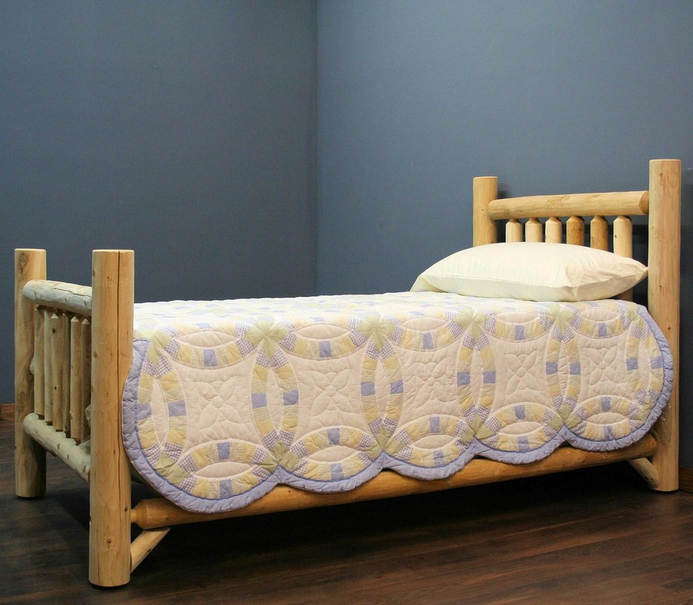 Natural Light Honey Finish Low Post Cedar Log Twin Bed HomeRoots