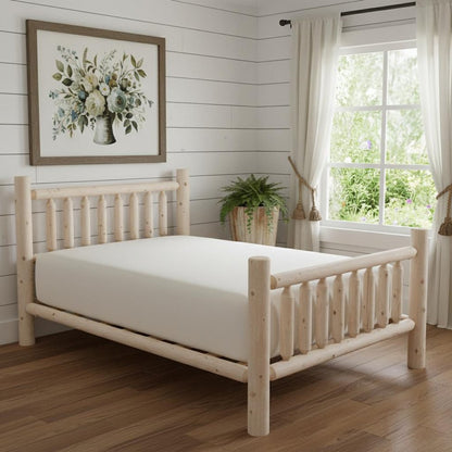 Natural Unfinished Low Post Cedar Log Double Bed HomeRoots