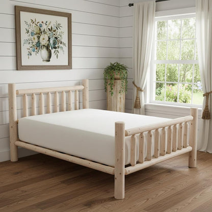 Natural Light Honey Low Post Cedar Log Double Bed HomeRoots