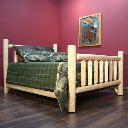 Natural Dark Brown Finish Low Post Cedar Log Double Bed HomeRoots