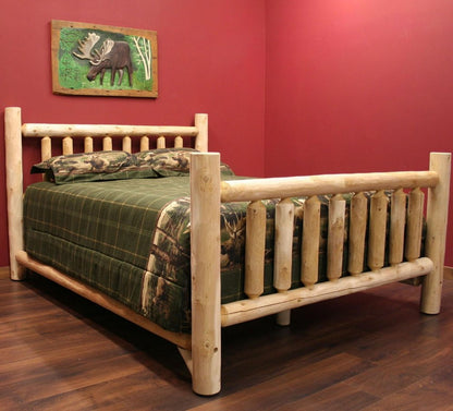 Natural Unfinished Low Post Cedar Log Queen Bed HomeRoots
