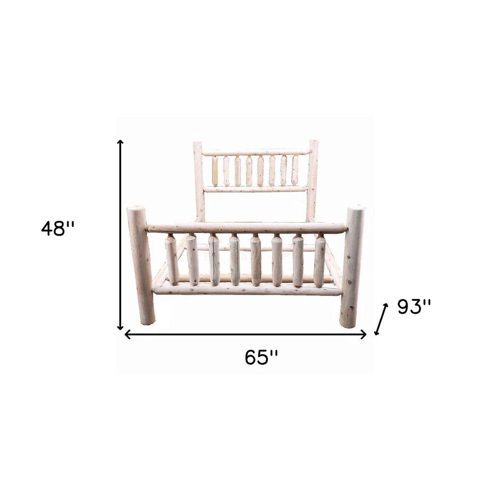 Natural Unfinished Low Post Cedar Log Queen Bed HomeRoots