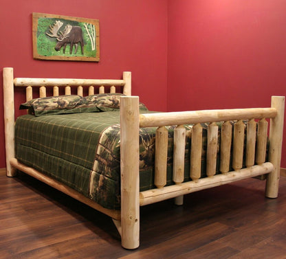 Natural Clear Finish Low Post Cedar Log Queen Bed HomeRoots