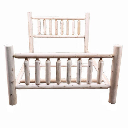 Natural Clear Finish Low Post Cedar Log Queen Bed HomeRoots