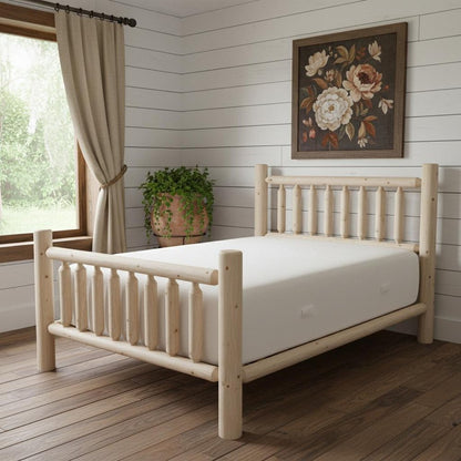 Natural Clear Finish Low Post Cedar Log Queen Bed HomeRoots