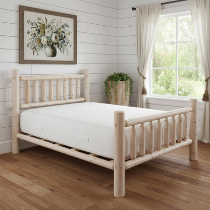 Natural Light Honey Finish Low Post Cedar Log Queen Bed HomeRoots