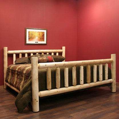 Natural Clear Finish Low Post Cedar Log King Bed HomeRoots