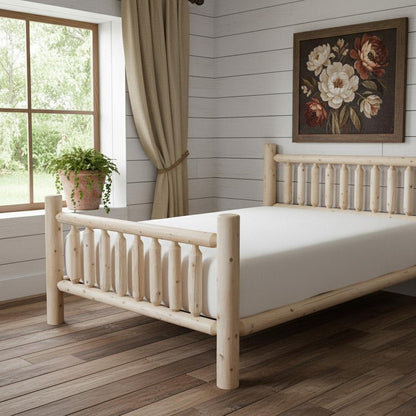 Natural Clear Finish Low Post Cedar Log King Bed HomeRoots