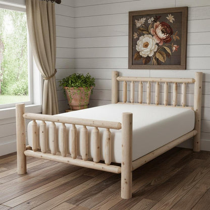 Natural Dark Brown Finish Low Post Cedar Log King Bed HomeRoots