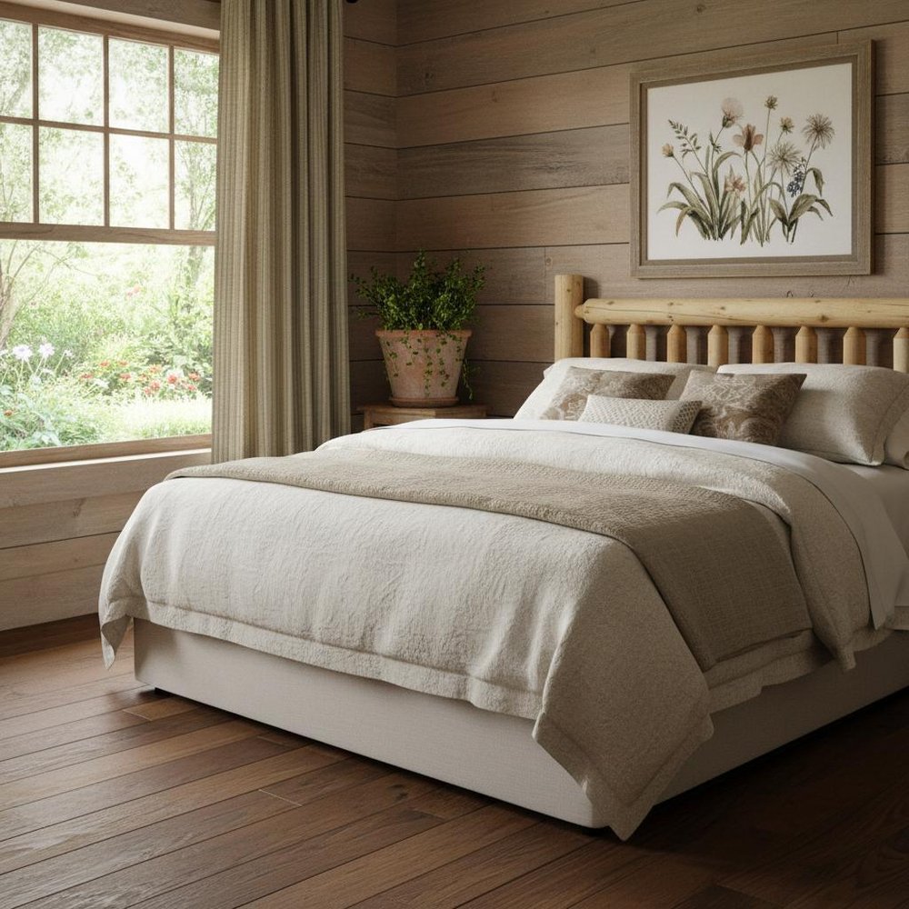 Natural Clear Finish Cedar Log Double Headboard HomeRoots