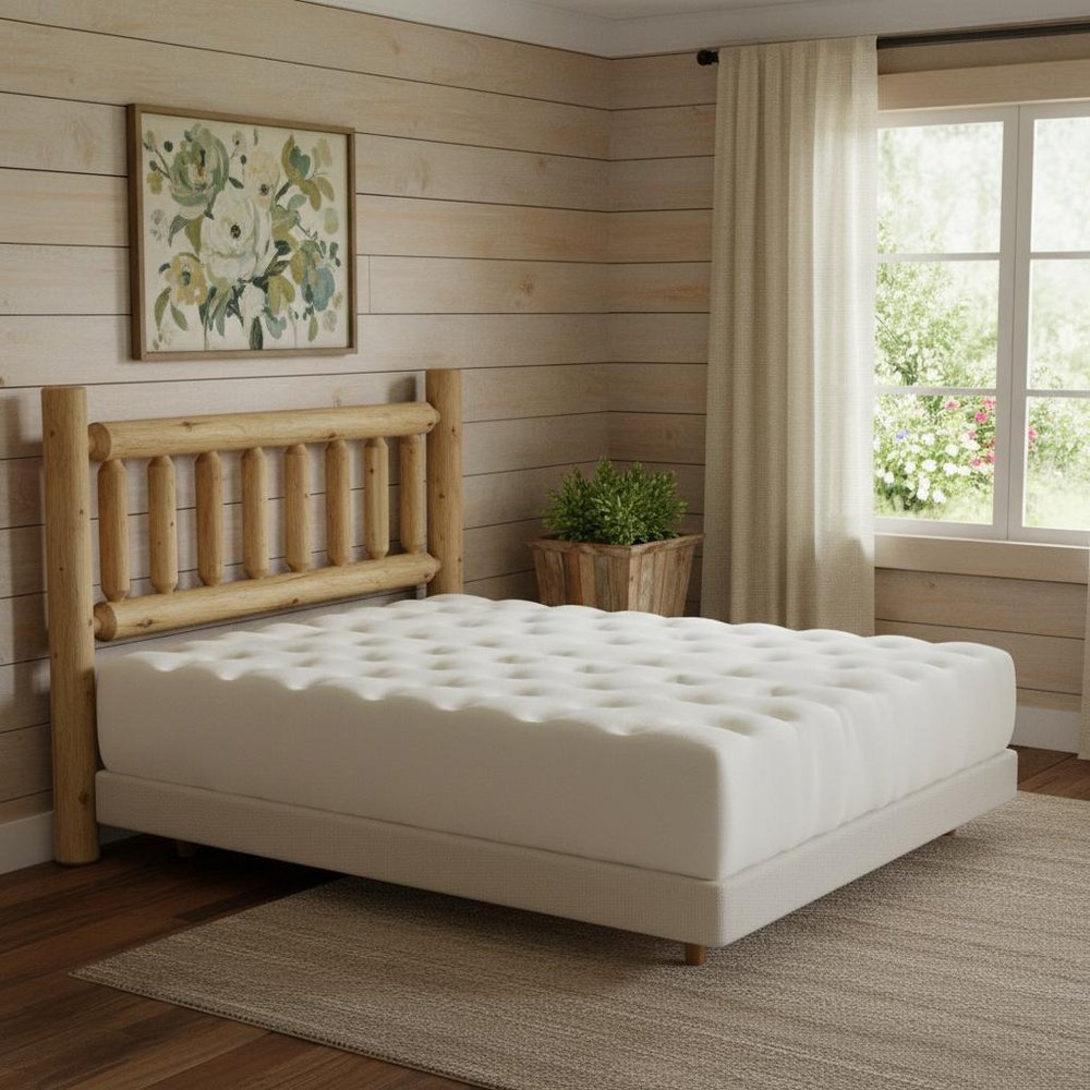Natural Light Honey Finish Cedar Log Double Headboard HomeRoots