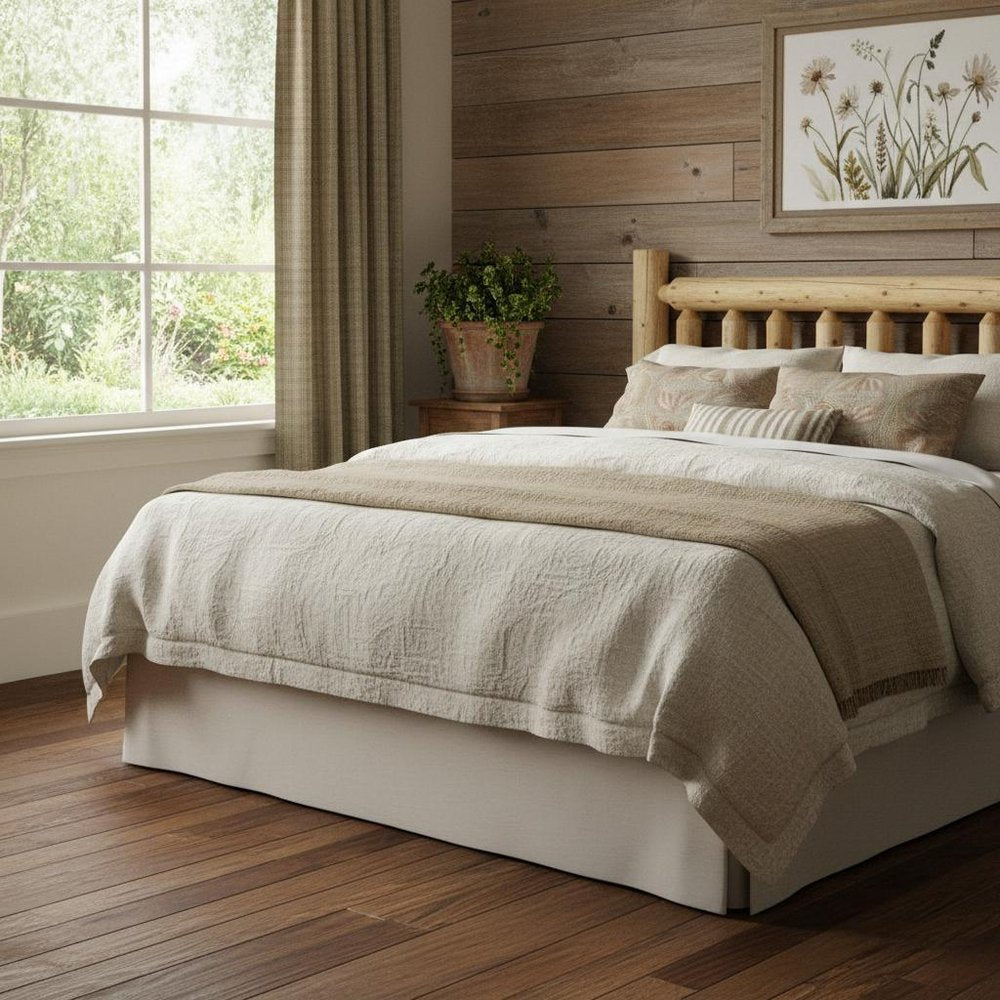 Natural Vintage Brown Finish Cedar Log Double Headboard HomeRoots