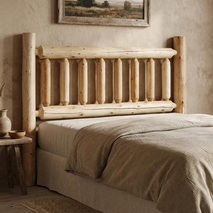 Natural Clear Finish Cedar Log Queen Headboard HomeRoots