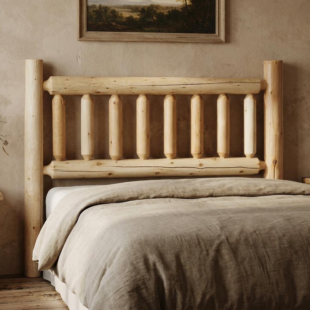 Natural Vintage Brown Finish Cedar Log Queen Headboard HomeRoots