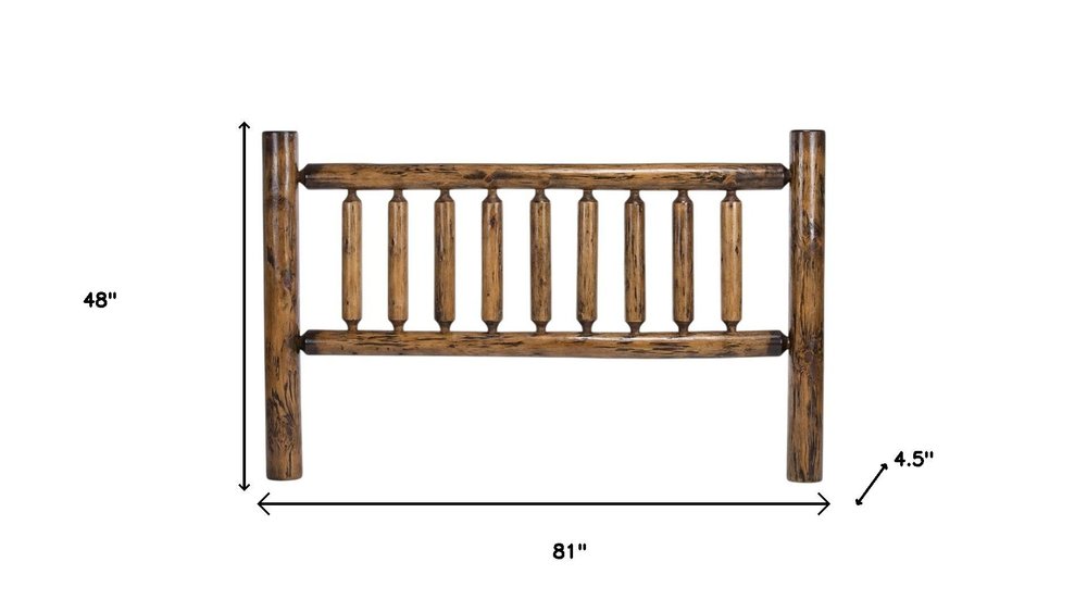 Natural Vintage Brown Finish Cedar Log King Headboard HomeRoots
