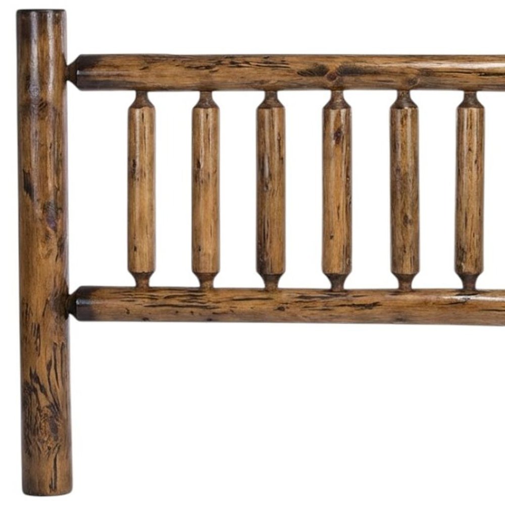 Natural Vintage Brown Finish Cedar Log King Headboard HomeRoots