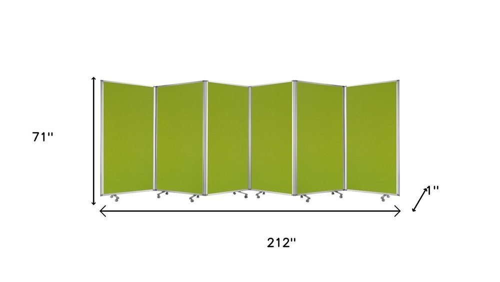 71" Green Iron Folding Six Panel Screen Room Divider HomeRoots