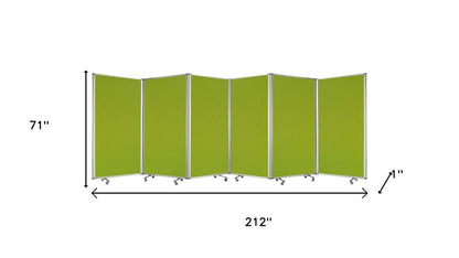 71" Green Iron Folding Six Panel Screen Room Divider HomeRoots