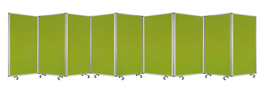 71" Green Iron Folding Nine Panel Screen Room Divider HomeRoots
