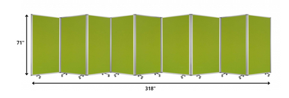 318" X 1" X 71" Green, Metal, 9 Panel, Screen