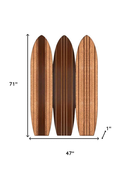 71" Brown Wood Folding Three Panel Screen Room Divider HomeRoots
