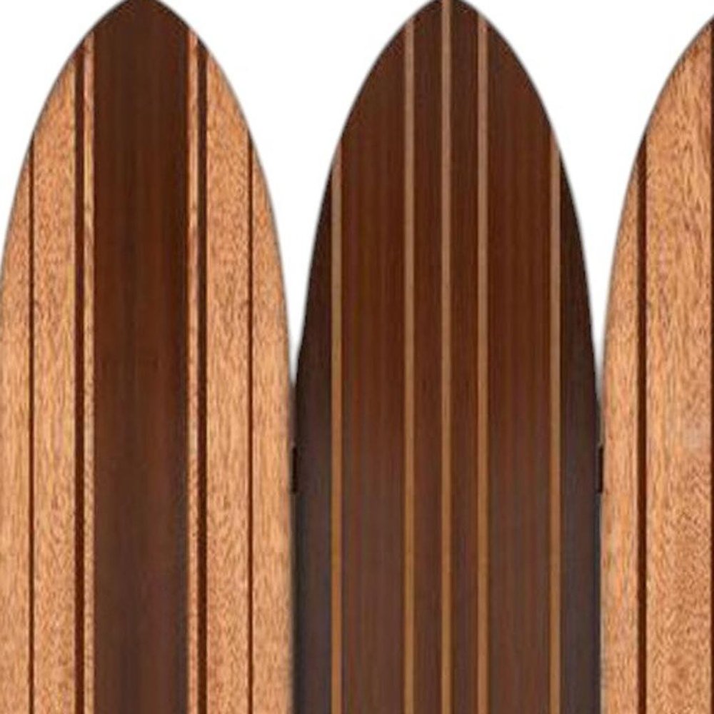 71" Brown Wood Folding Three Panel Screen Room Divider HomeRoots