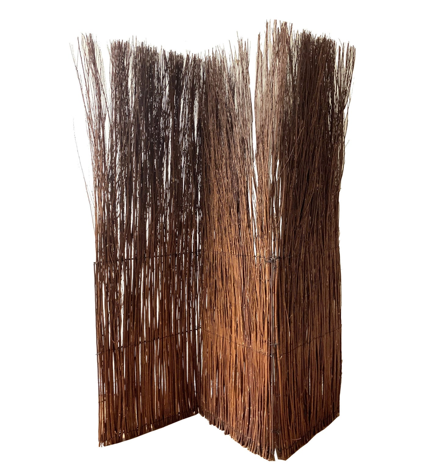 84" Brown Rattan Folding Three Panel Screen Room Divider HomeRoots