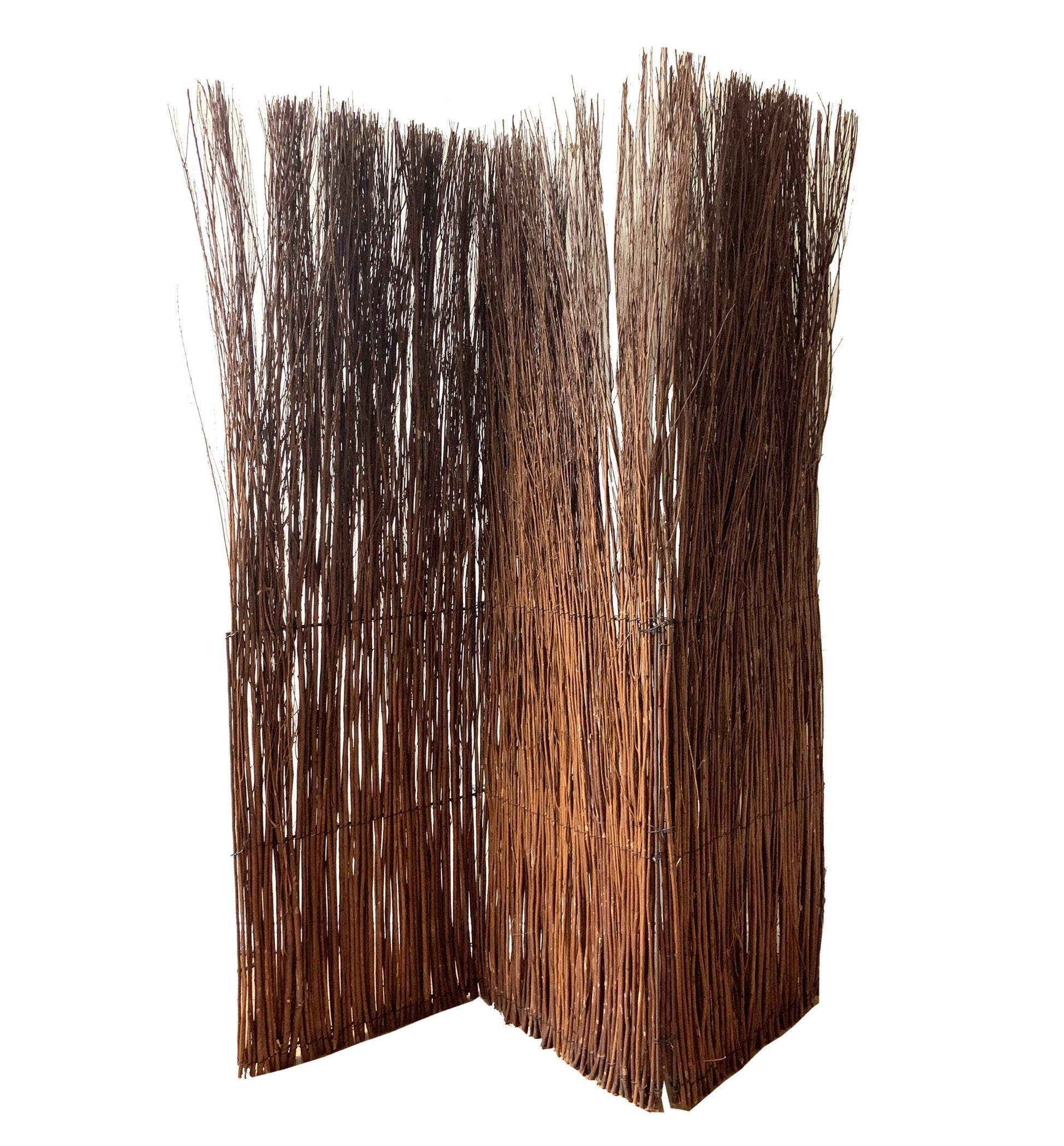 84" Brown Rattan Folding Three Panel Screen Room Divider HomeRoots