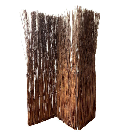 84" Brown Rattan Folding Three Panel Screen Room Divider HomeRoots